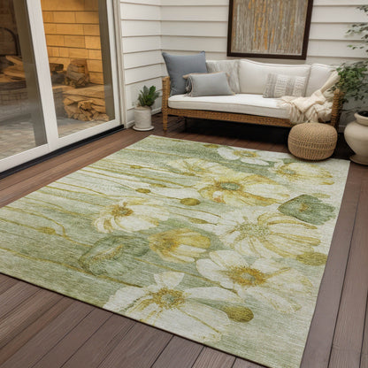 Machine Washable Indoor/ Outdoor Chantille Modern Floral Rug