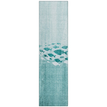 Machine Washable Indoor/ Outdoor Chantille Modern Sea Life Rug