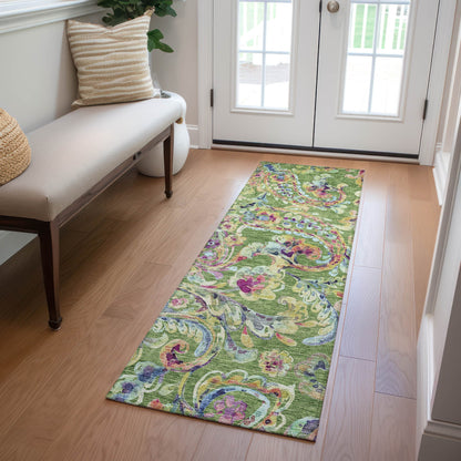 Machine Washable Indoor/ Outdoor Chantille Traditional Scroll Rug