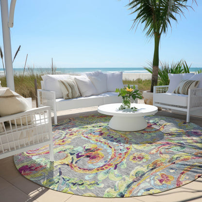 Machine Washable Indoor/ Outdoor Chantille Traditional Scroll Rug
