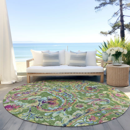 Machine Washable Indoor/ Outdoor Chantille Traditional Scroll Rug