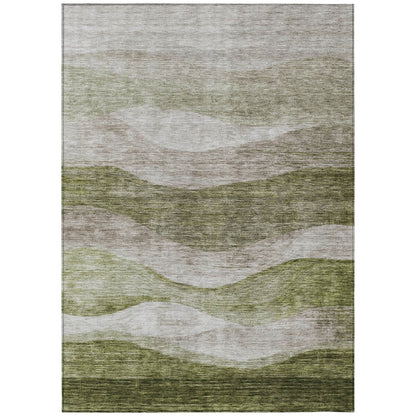 Machine Washable Indoor/ Outdoor Contemporary Waves Chantille Rug