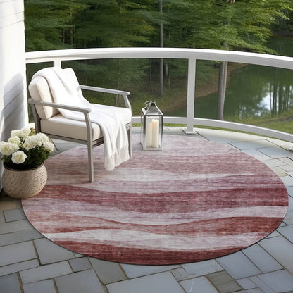 Machine Washable Indoor/ Outdoor Contemporary Waves Chantille Rug
