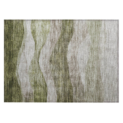 Machine Washable Indoor/ Outdoor Contemporary Waves Chantille Rug