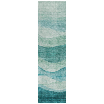 Machine Washable Indoor/ Outdoor Contemporary Waves Chantille Rug