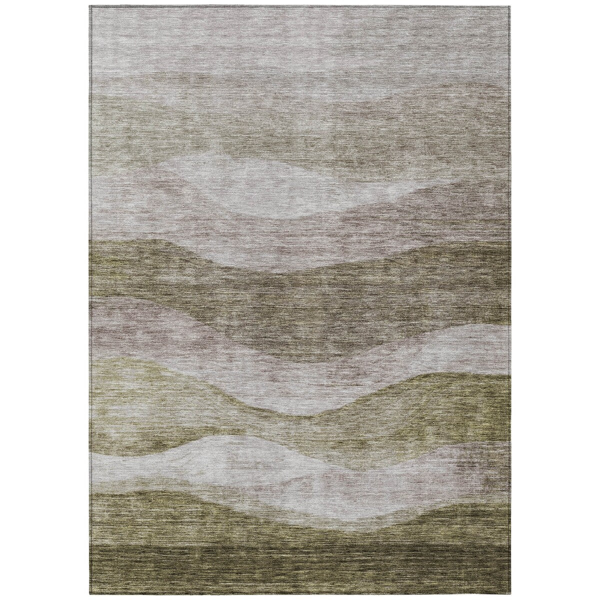 Machine Washable Indoor/ Outdoor Contemporary Waves Chantille Rug