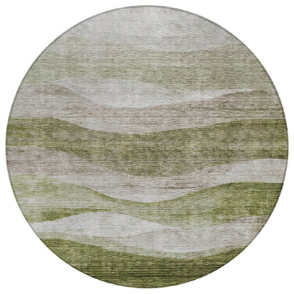 Machine Washable Indoor/ Outdoor Contemporary Waves Chantille Rug