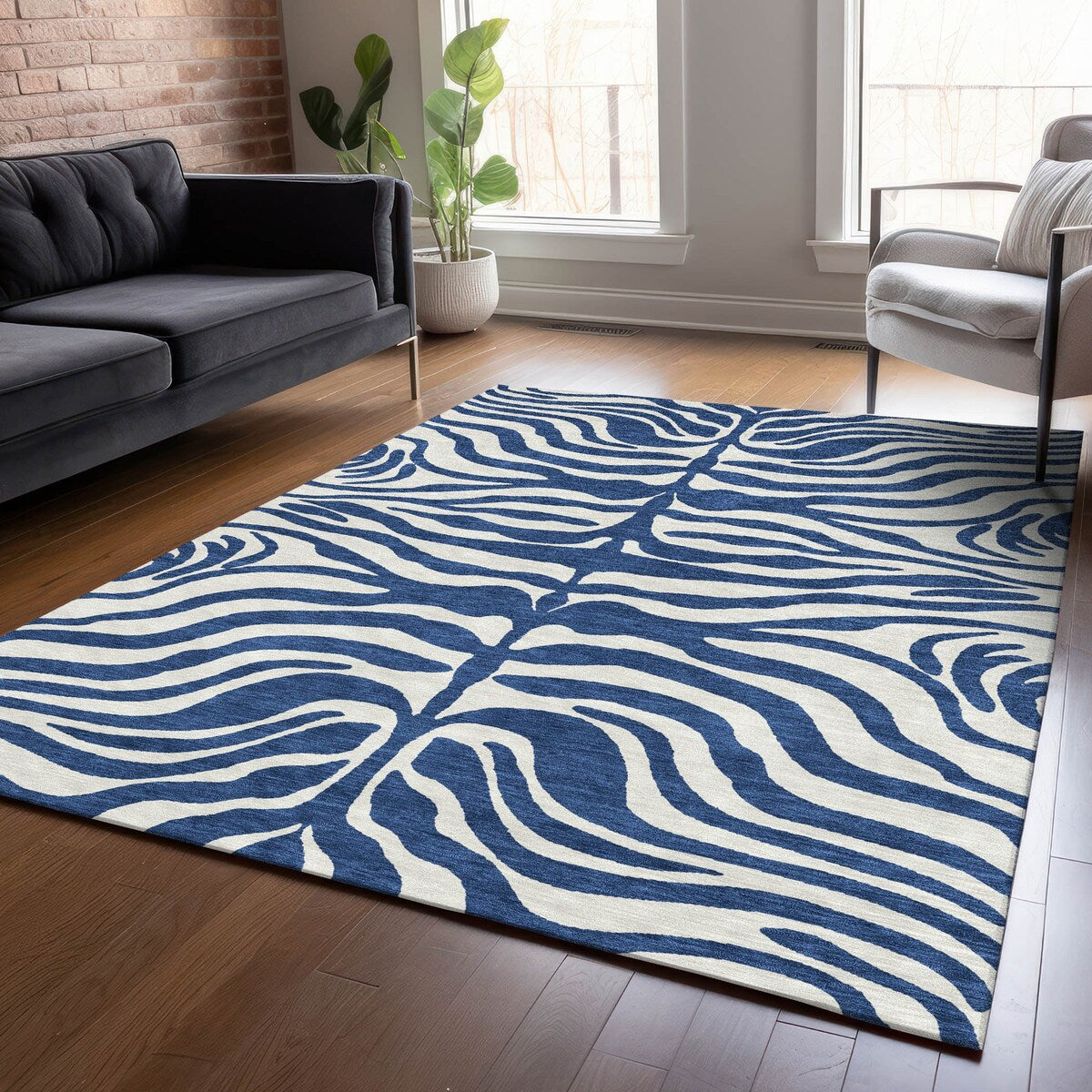 Machine Washable Indoor/ Outdoor Modern Animal Print Chantille Rug