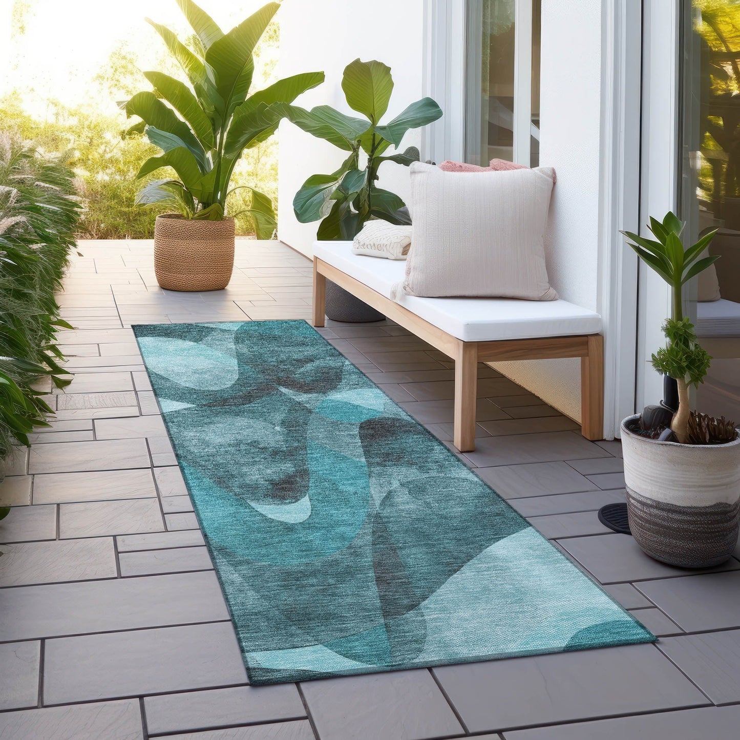 Machine Washable Indoor/ Outdoor Modern Chantille Rug