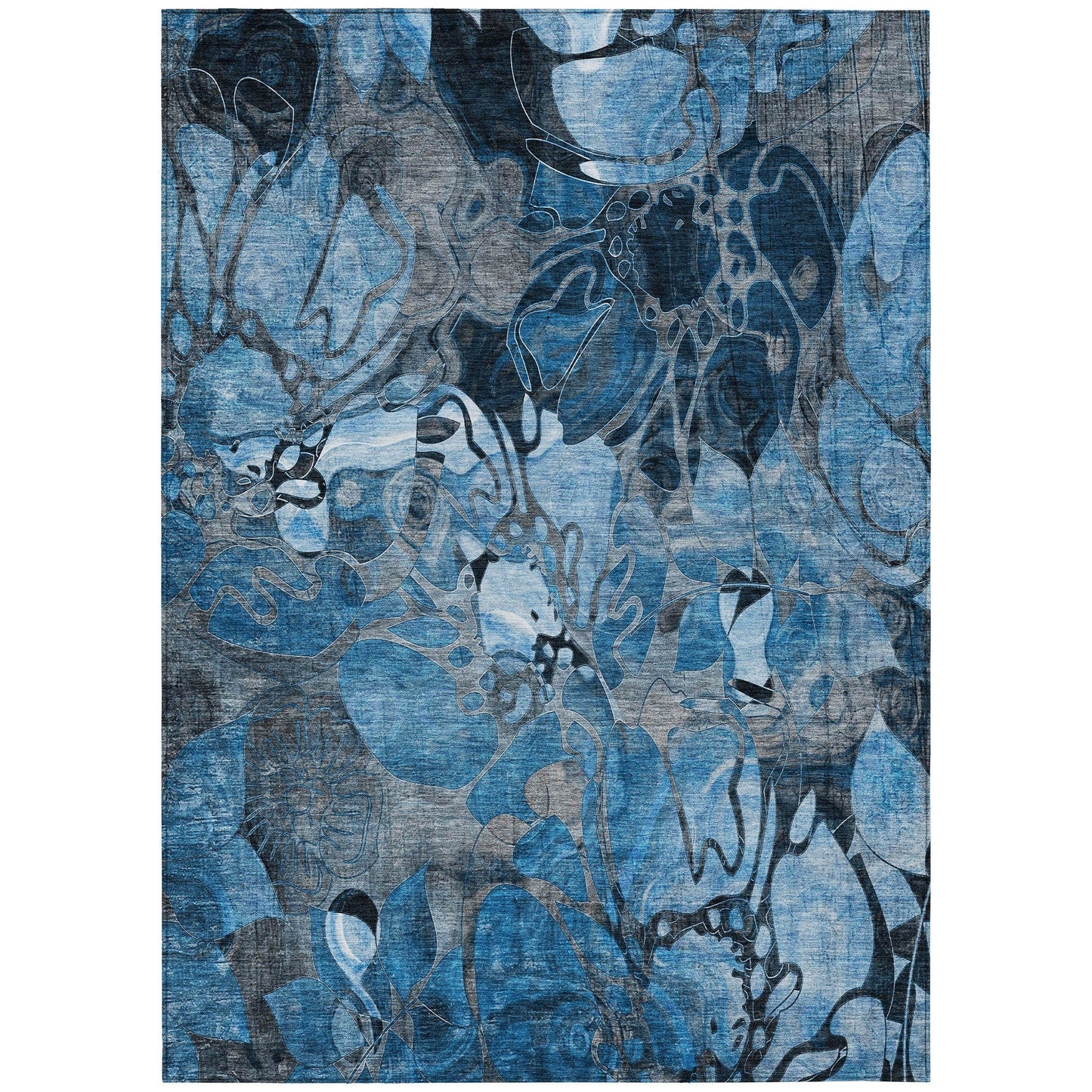 Machine Washable Indoor/ Outdoor Modern Floral Chantille Rug
