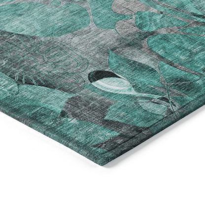 Machine Washable Indoor/ Outdoor Modern Floral Chantille Rug