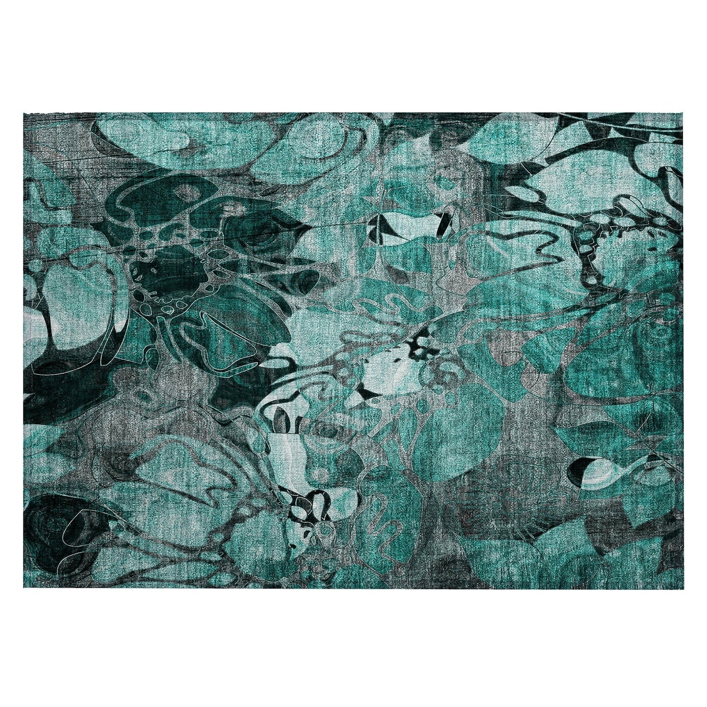 Machine Washable Indoor/ Outdoor Modern Floral Chantille Rug