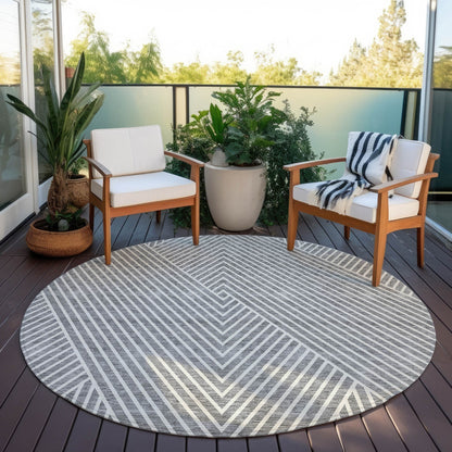 Machine Washable Indoor/ Outdoor Modern Geo Chantille Rug