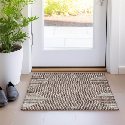 Machine Washable Indoor/ Outdoor Modern Geo Chantille Rug