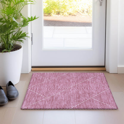 Machine Washable Indoor/ Outdoor Modern Geo Chantille Rug