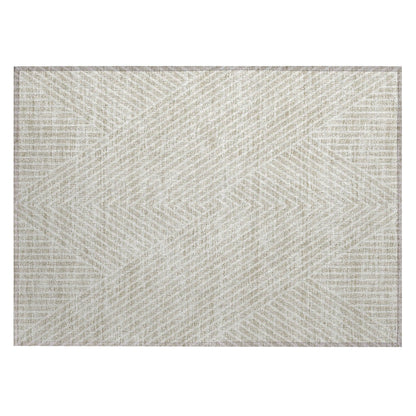 Machine Washable Indoor/ Outdoor Modern Geo Chantille Rug