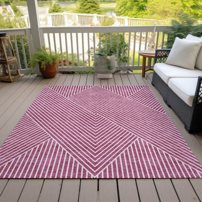 Machine Washable Indoor/ Outdoor Modern Geo Chantille Rug
