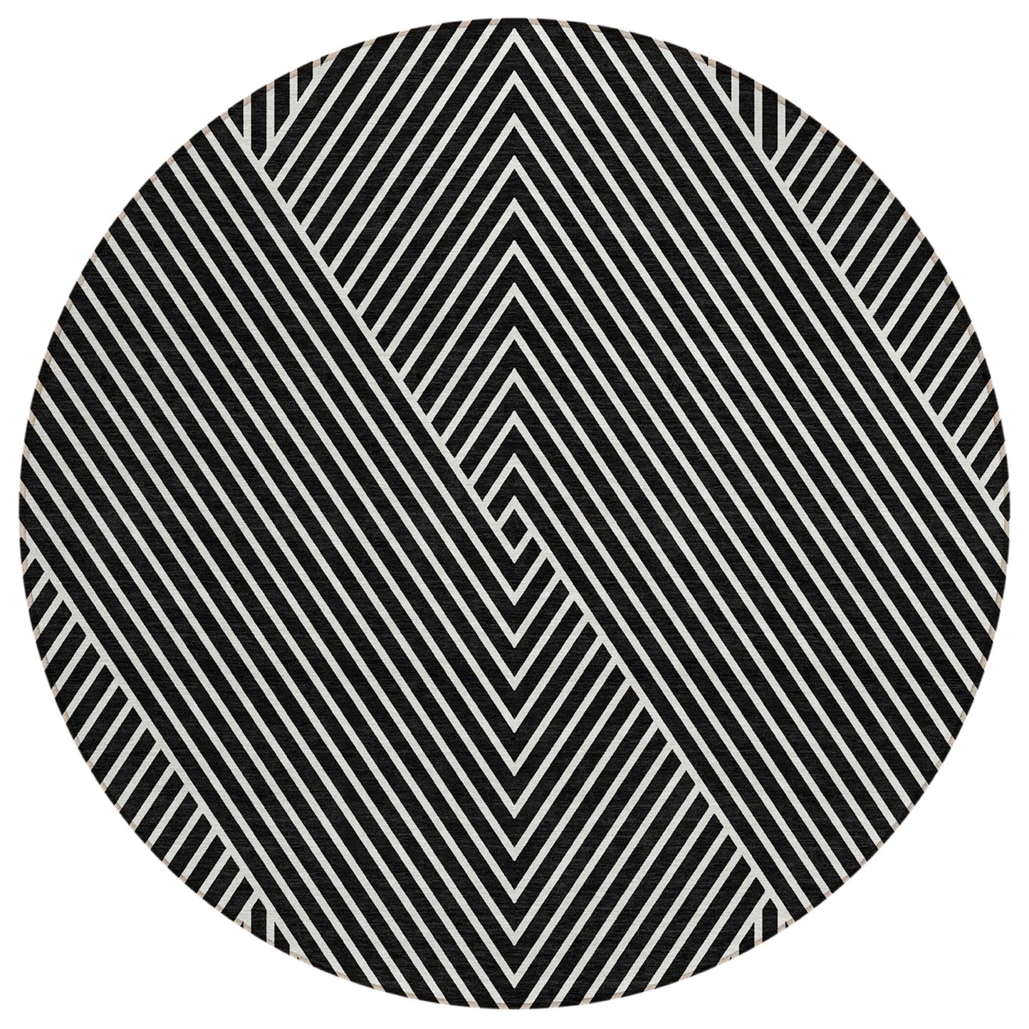 Machine Washable Indoor/ Outdoor Modern Geo Chantille Rug