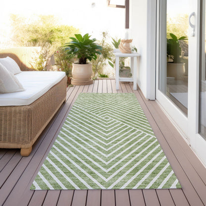 Machine Washable Indoor/ Outdoor Modern Geo Chantille Rug