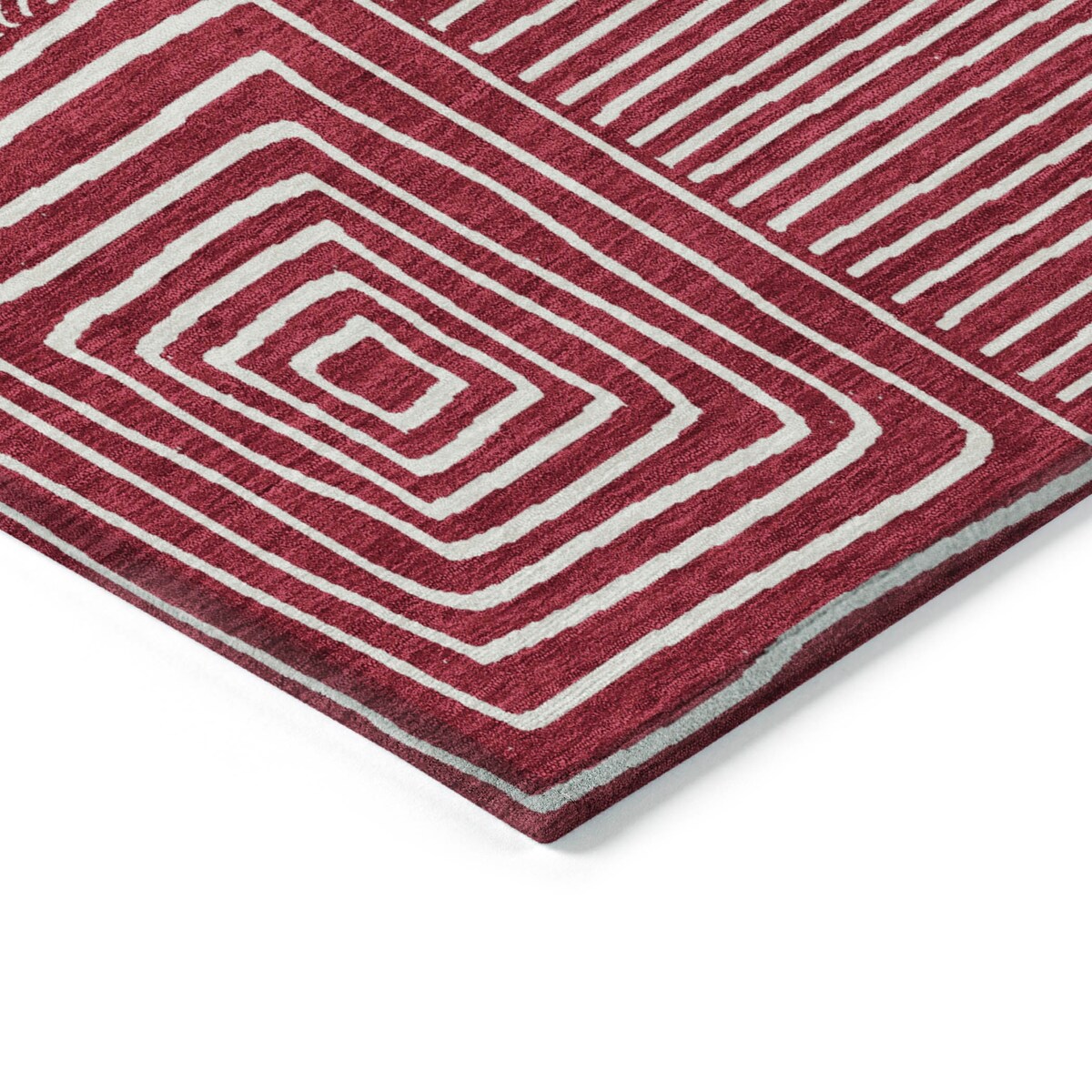 Machine Washable Indoor/ Outdoor Modern Mosaic Chantille Rug