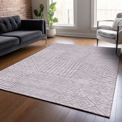 Machine Washable Indoor/ Outdoor Modern Mosaic Chantille Rug