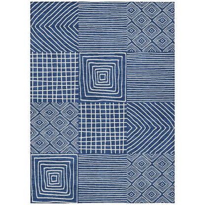 Machine Washable Indoor/ Outdoor Modern Mosaic Chantille Rug