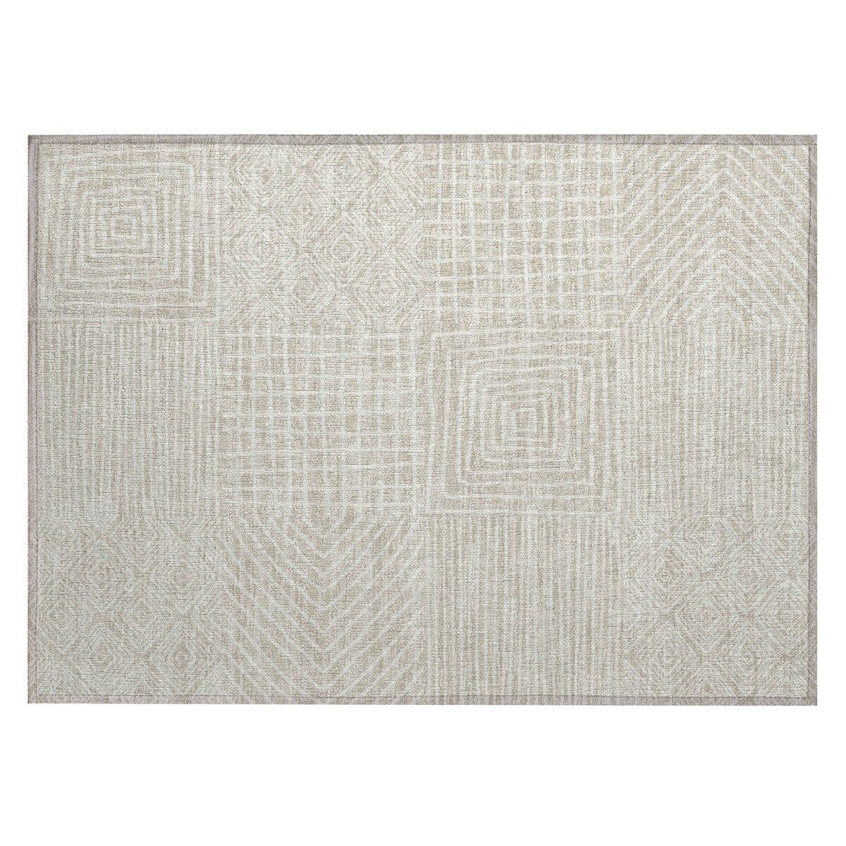 Machine Washable Indoor/ Outdoor Modern Mosaic Chantille Rug