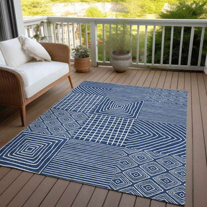 Machine Washable Indoor/ Outdoor Modern Mosaic Chantille Rug
