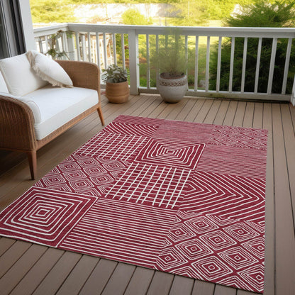 Machine Washable Indoor/ Outdoor Modern Mosaic Chantille Rug