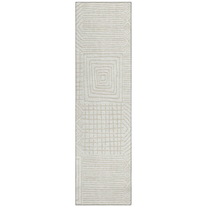 Machine Washable Indoor/ Outdoor Modern Mosaic Chantille Rug