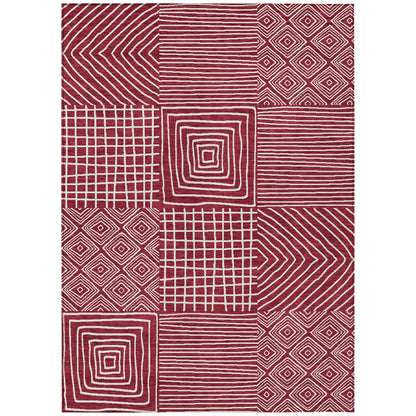 Machine Washable Indoor/ Outdoor Modern Mosaic Chantille Rug