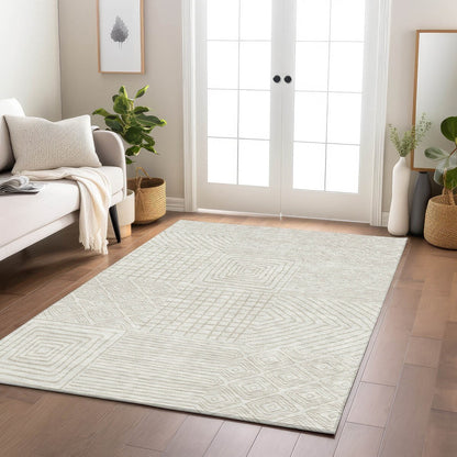 Machine Washable Indoor/ Outdoor Modern Mosaic Chantille Rug