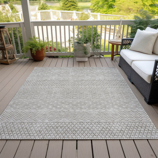 Machine Washable Indoor/ Outdoor Modern Stripes Chantille Rug
