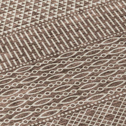 Machine Washable Indoor/ Outdoor Modern Stripes Chantille Rug