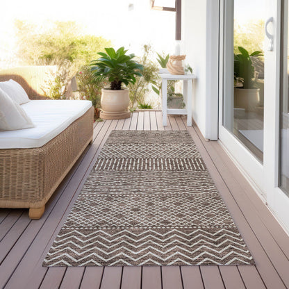 Machine Washable Indoor/ Outdoor Modern Stripes Chantille Rug