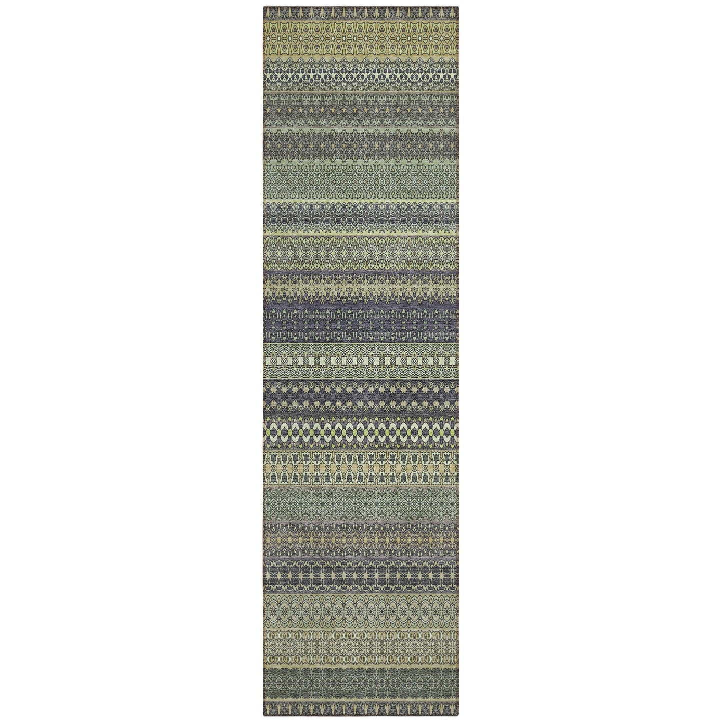 Machine Washable Indoor/ Outdoor Moroccan Stripes Chantille Rug