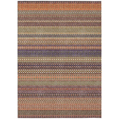 Machine Washable Indoor/ Outdoor Moroccan Stripes Chantille Rug