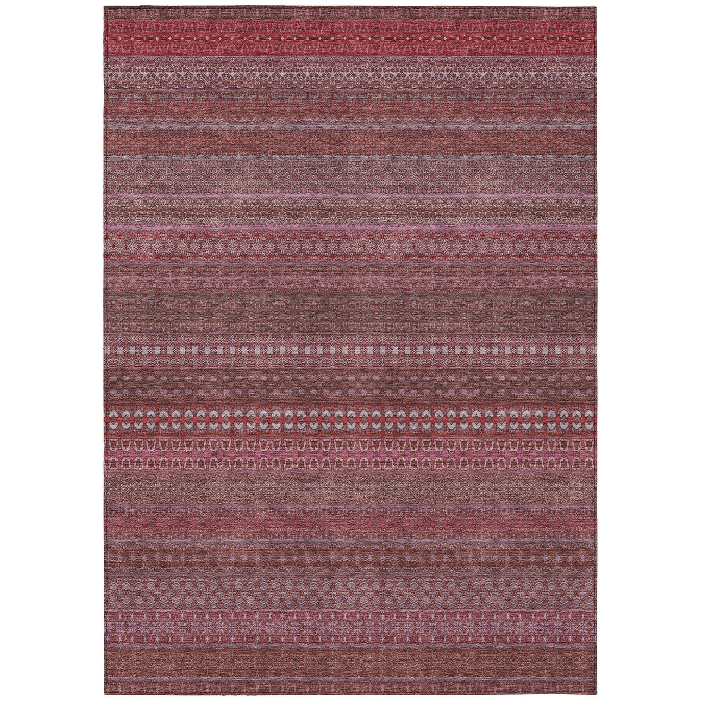 Machine Washable Indoor/ Outdoor Moroccan Stripes Chantille Rug