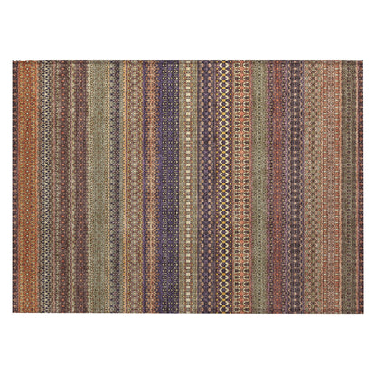 Machine Washable Indoor/ Outdoor Moroccan Stripes Chantille Rug