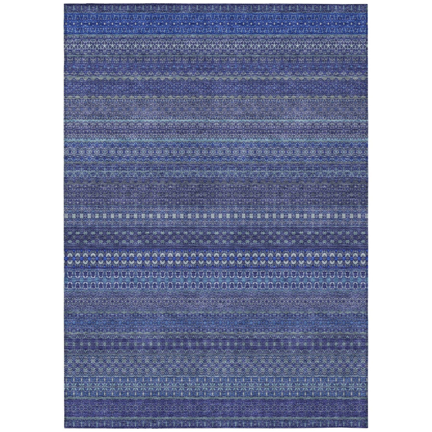 Machine Washable Indoor/ Outdoor Moroccan Stripes Chantille Rug