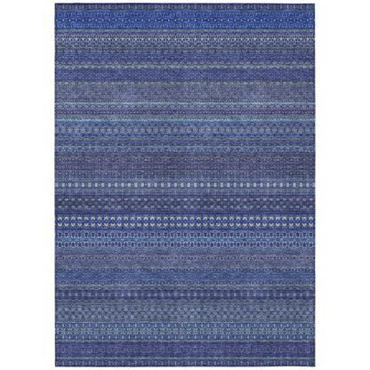 Machine Washable Indoor/ Outdoor Moroccan Stripes Chantille Rug