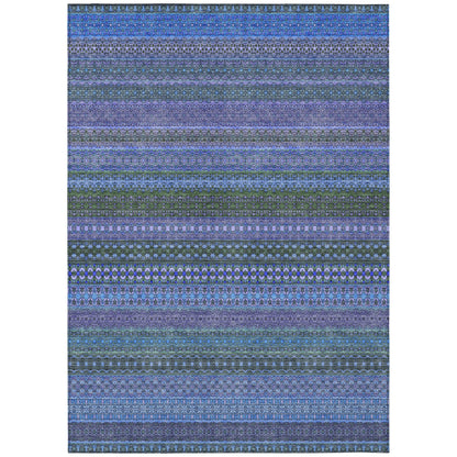 Machine Washable Indoor/ Outdoor Moroccan Stripes Chantille Rug