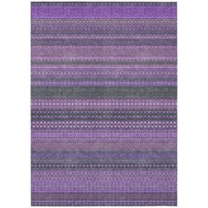 Machine Washable Indoor/ Outdoor Moroccan Stripes Chantille Rug