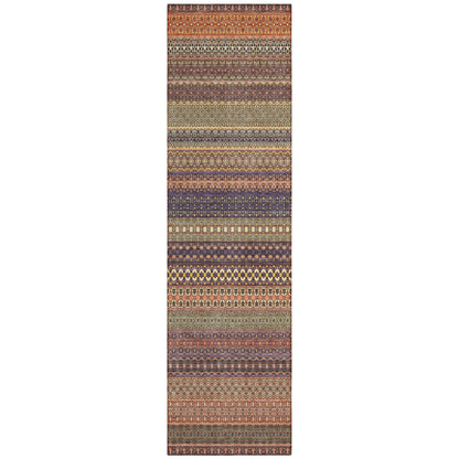 Machine Washable Indoor/ Outdoor Moroccan Stripes Chantille Rug