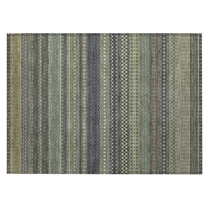 Machine Washable Indoor/ Outdoor Moroccan Stripes Chantille Rug