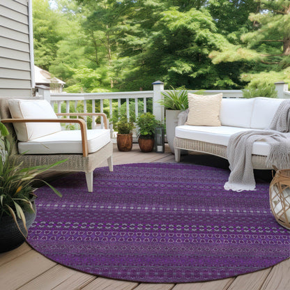 Machine Washable Indoor/ Outdoor Moroccan Stripes Chantille Rug