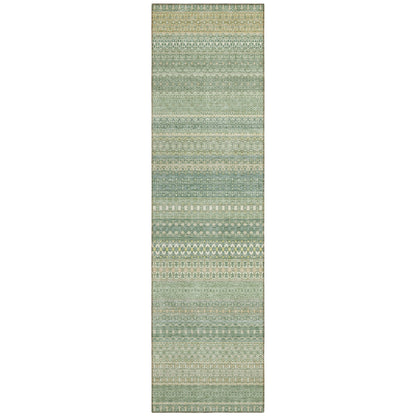 Machine Washable Indoor/ Outdoor Moroccan Stripes Chantille Rug