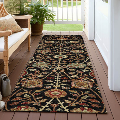 Machine Washable Indoor/ Outdoor Traditional Kashan Chantille Rug