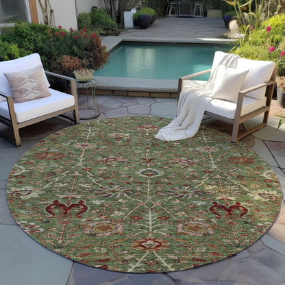 Machine Washable Indoor/ Outdoor Traditional Kashan Chantille Rug