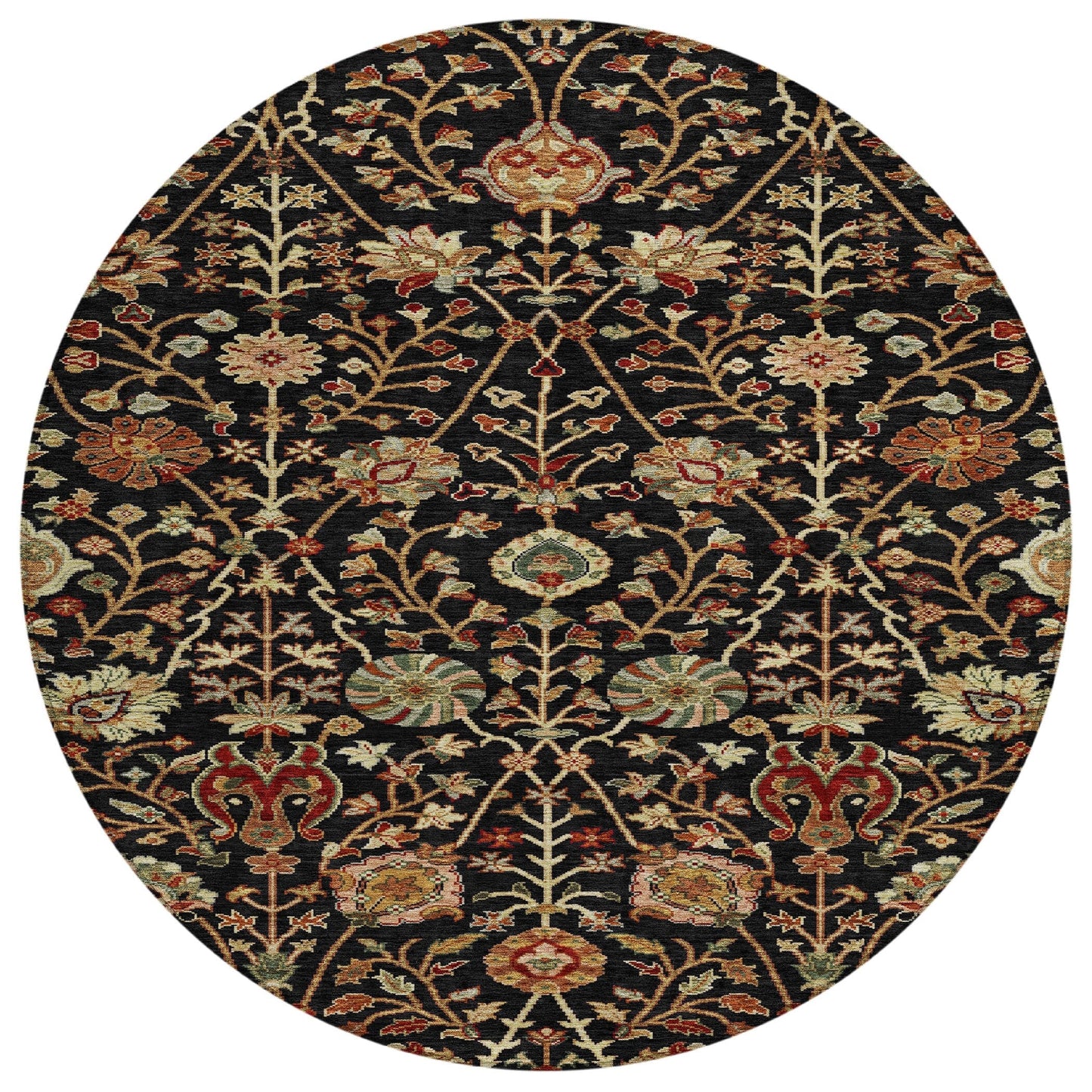 Machine Washable Indoor/ Outdoor Traditional Kashan Chantille Rug